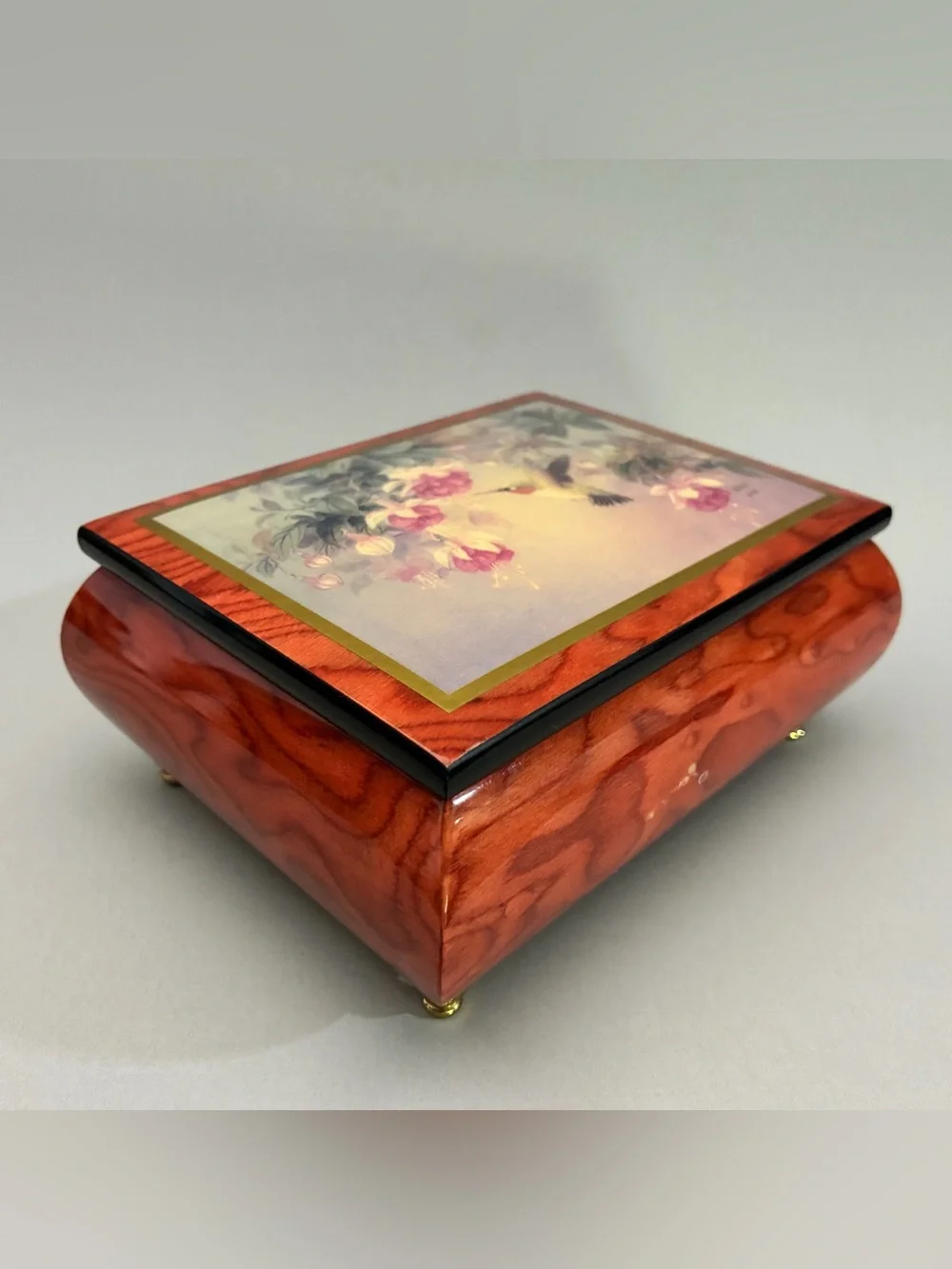 Ercolano H&G Studios Jewelry Music Box #2265 “Hummingbird with Fuchsia” Lena Liu